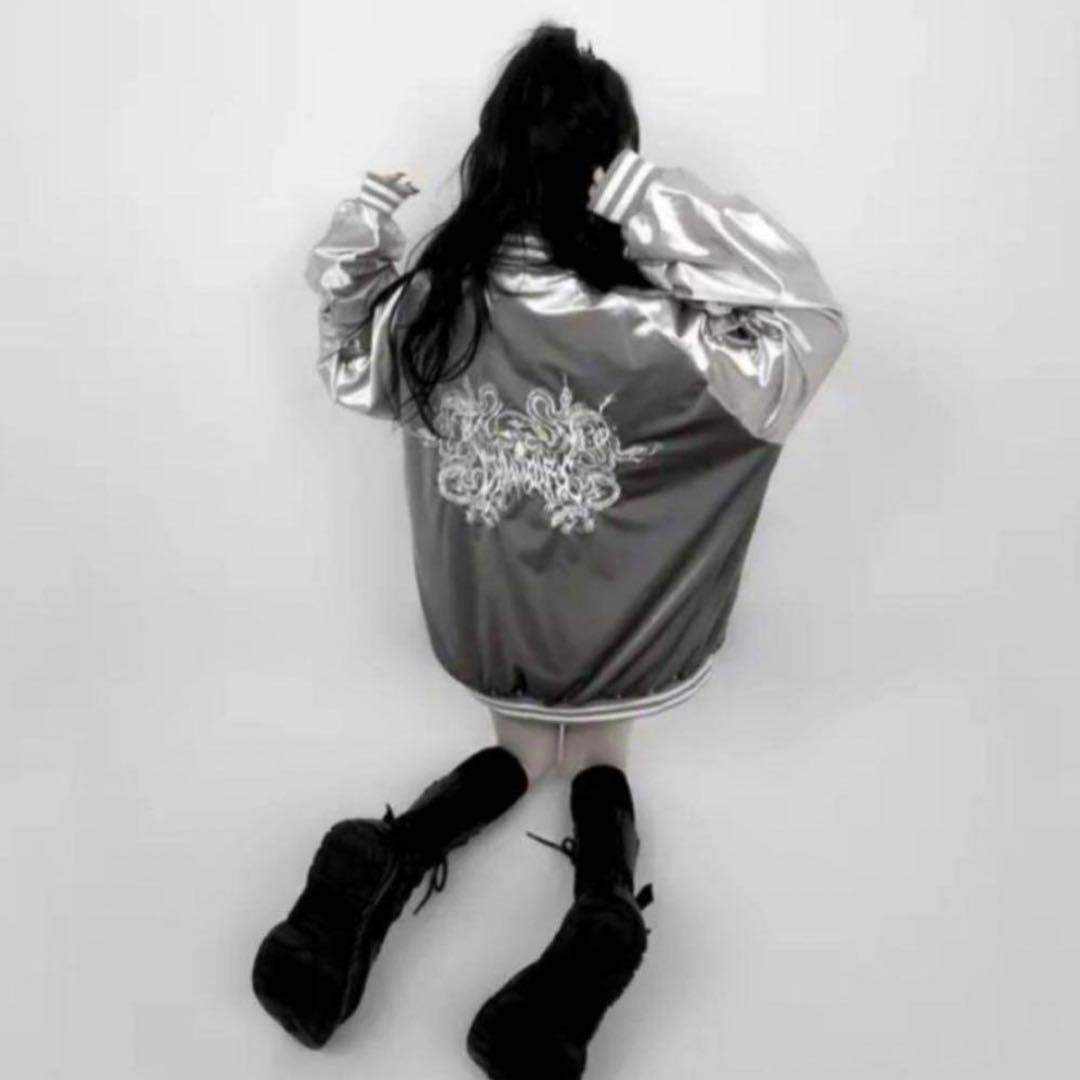 ディムモアール ベロア スカジャン スカル 刺繍 シルバー　地雷系　MA-1