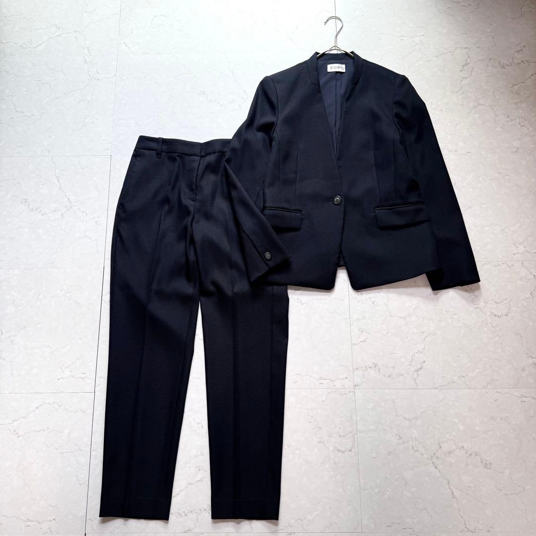 美品 プラステ スーツ セットアップ ノーカラー パンツ M ウォッシャブル