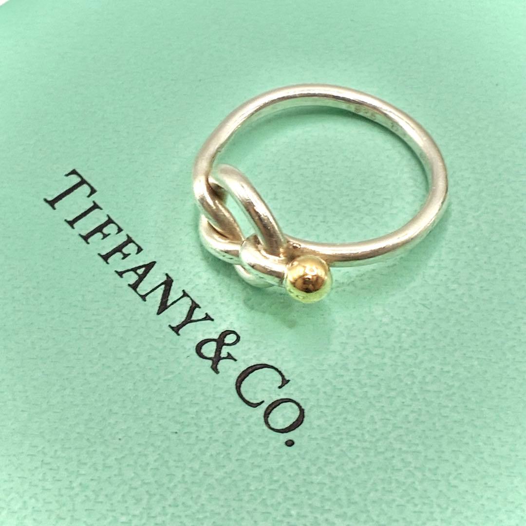 【箱、袋付き】オールドティファニー　14号　フック＆アイ　ラブノット　リング