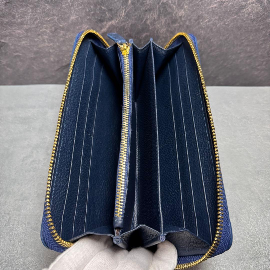 新品 クロコダイル ワニ革 長財布 ネイビー 紺色 マット仕上げ 本革