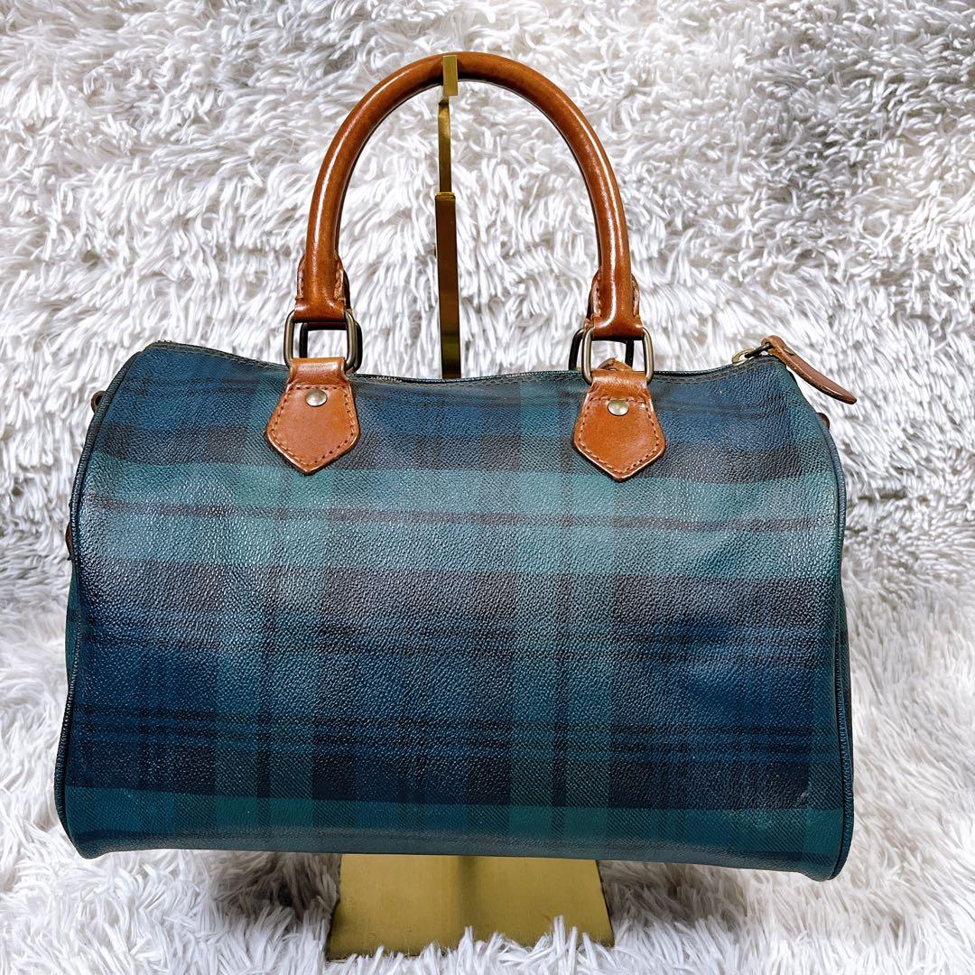 ☆美品☆【ポロラルフローレン】ミニボストン　バッグ　ブラックウォッチ　PVC