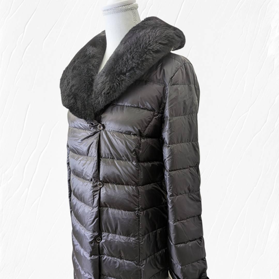 【未使用】LEONARD レオナール 高級ダウン ブラック ファー 紐付き ４２