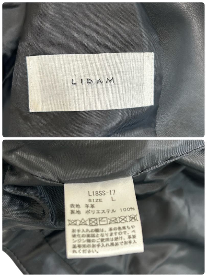 【極美品】 LIDNM リドム ラムレザー シングルライダースジャケット L 黒