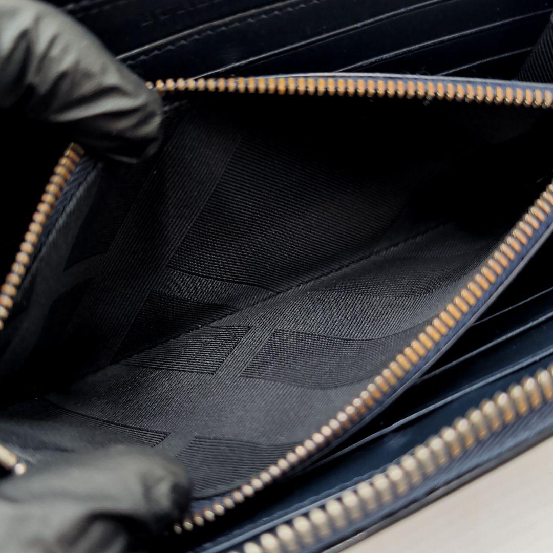 BURBERRY 長財布 バーバリー バイカラー ロゴ ネイビー 本革 ブルー