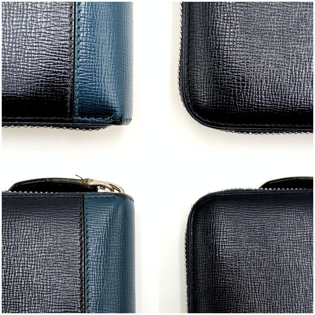 BURBERRY 長財布 バーバリー バイカラー ロゴ ネイビー 本革 ブルー