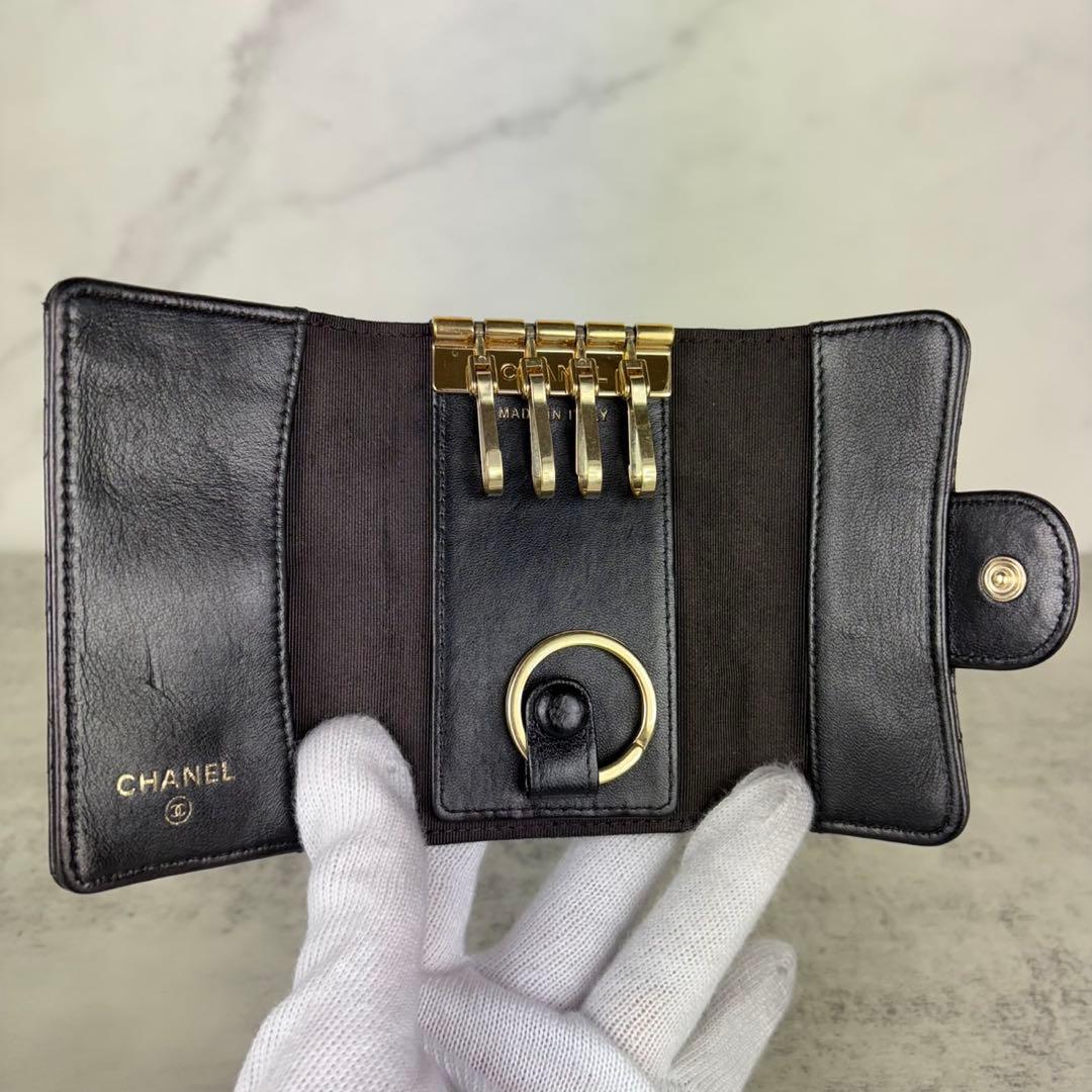 CHANEL キーリング　キーケース　マトラッセ　ラムスキン　カードケース