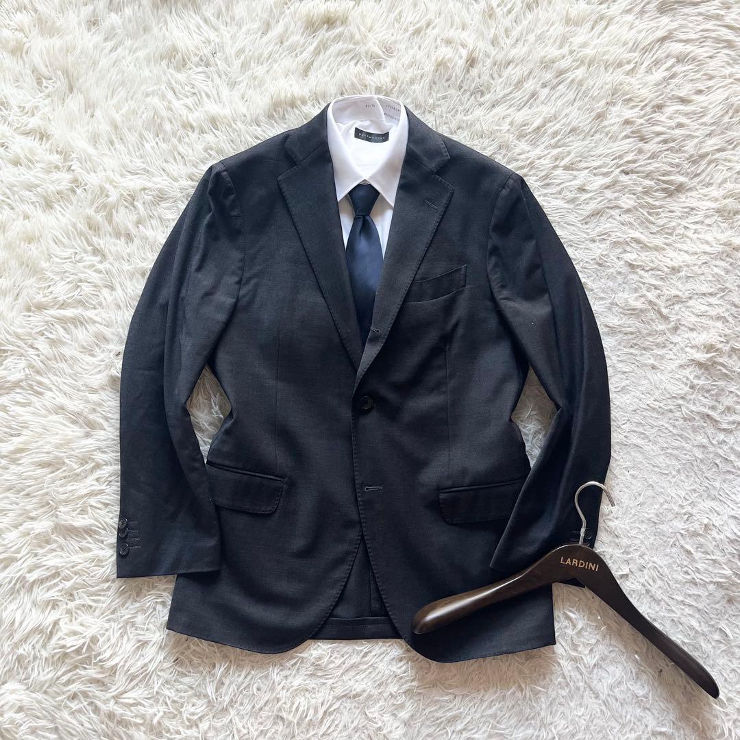 <美品>LARDINI ダークグレー ウール 春夏 ジャケット サイズ48