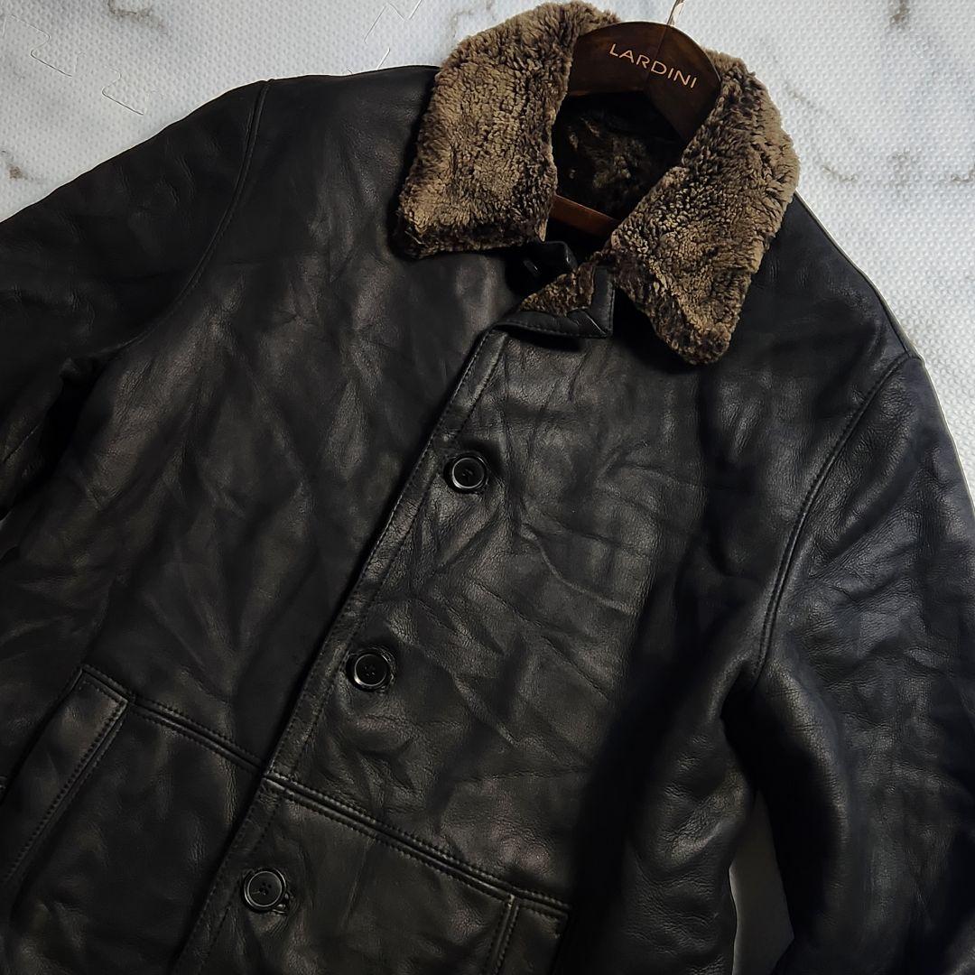 最高級メリノラム使用✨HUGO BOSS レザージャケット リアルムートン 黒