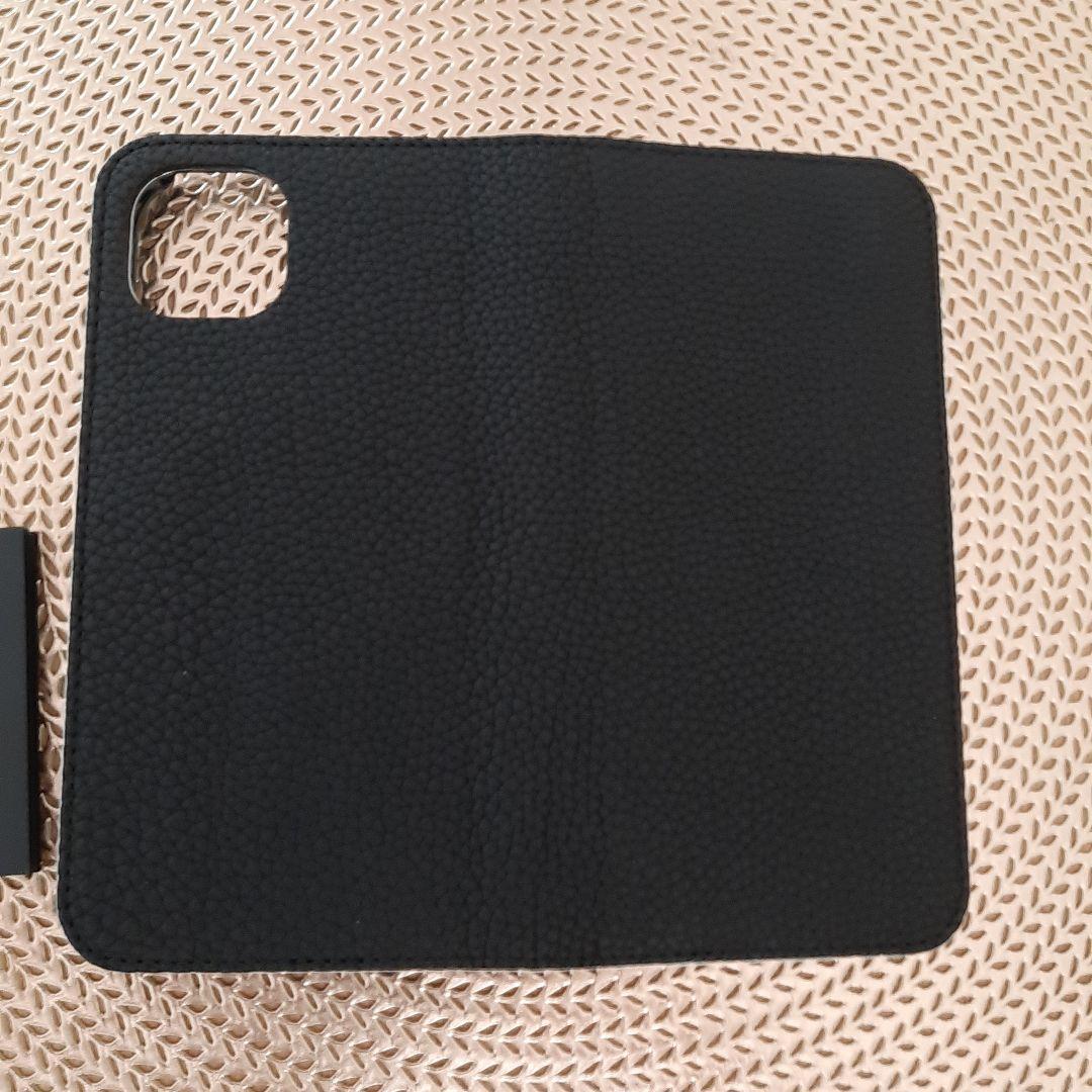 iPhone14Plusダイアリーケース　ブラック　シュリンクレザー