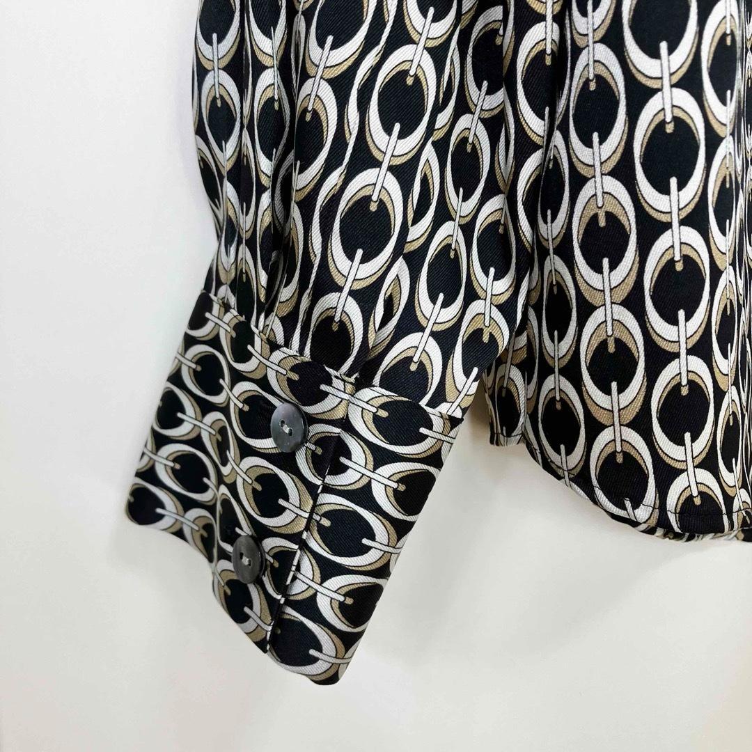 アルアバイル モダンチェーンプリント配色シャツ ブラック