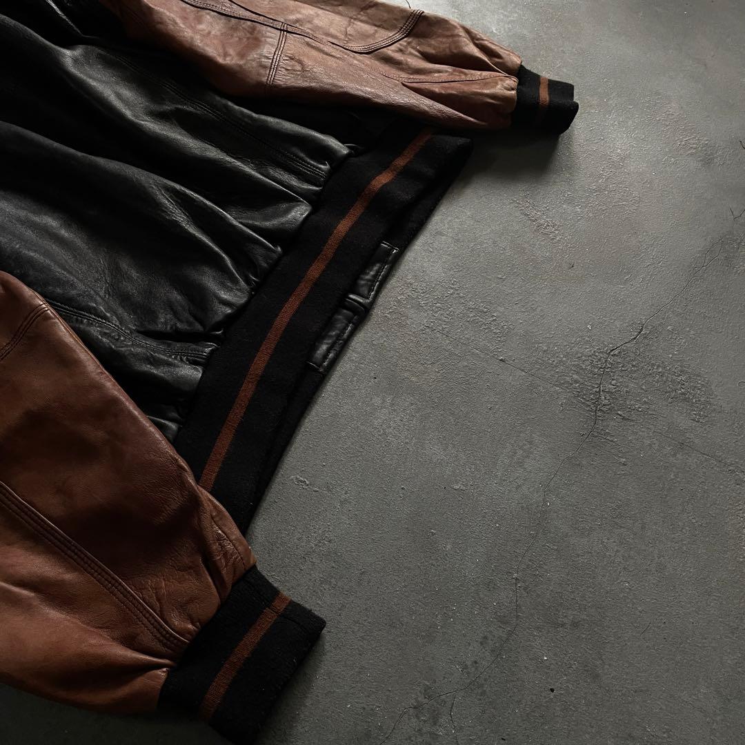 Black×Brown“Switching“羊革“bomber jacket