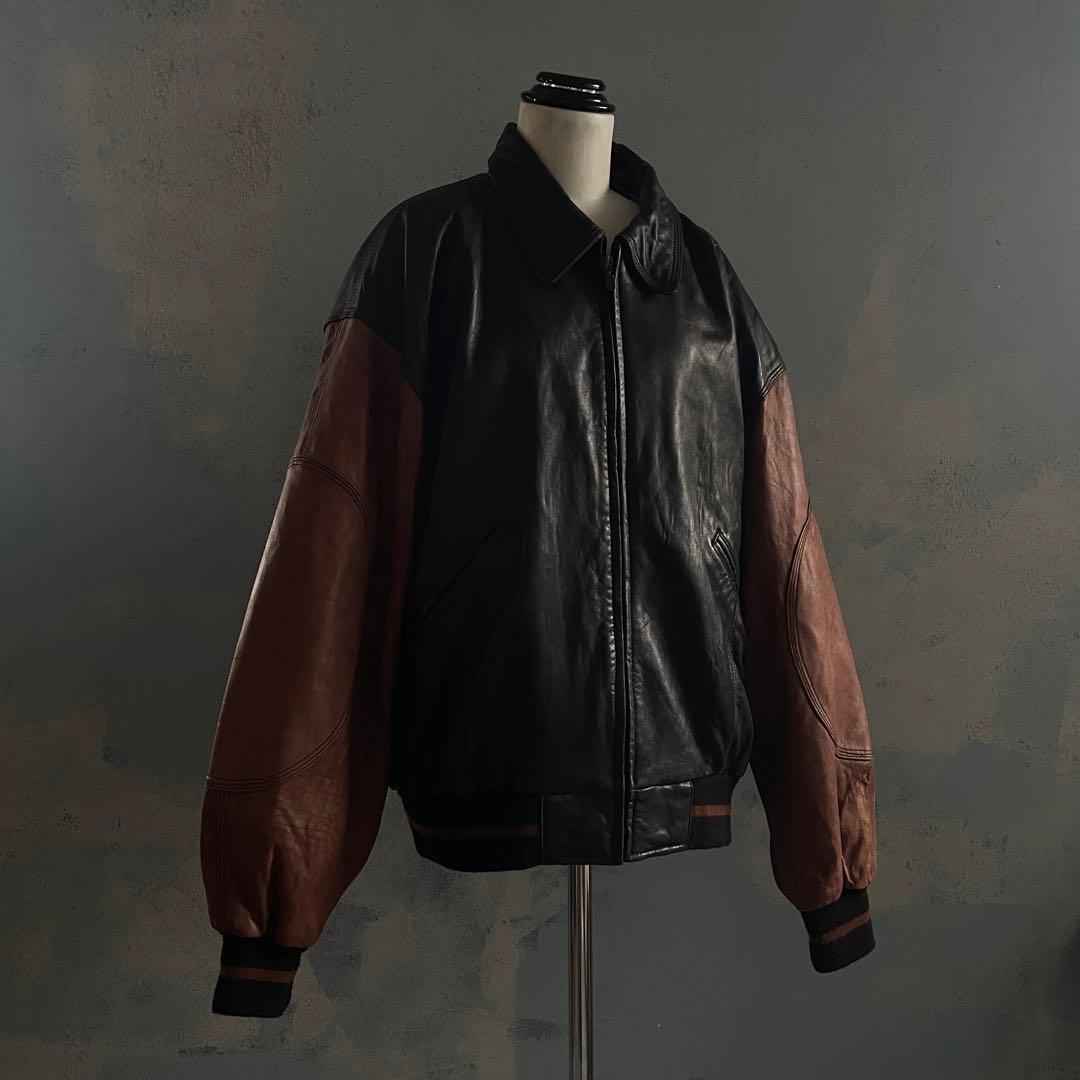 Black×Brown“Switching“羊革“bomber jacket