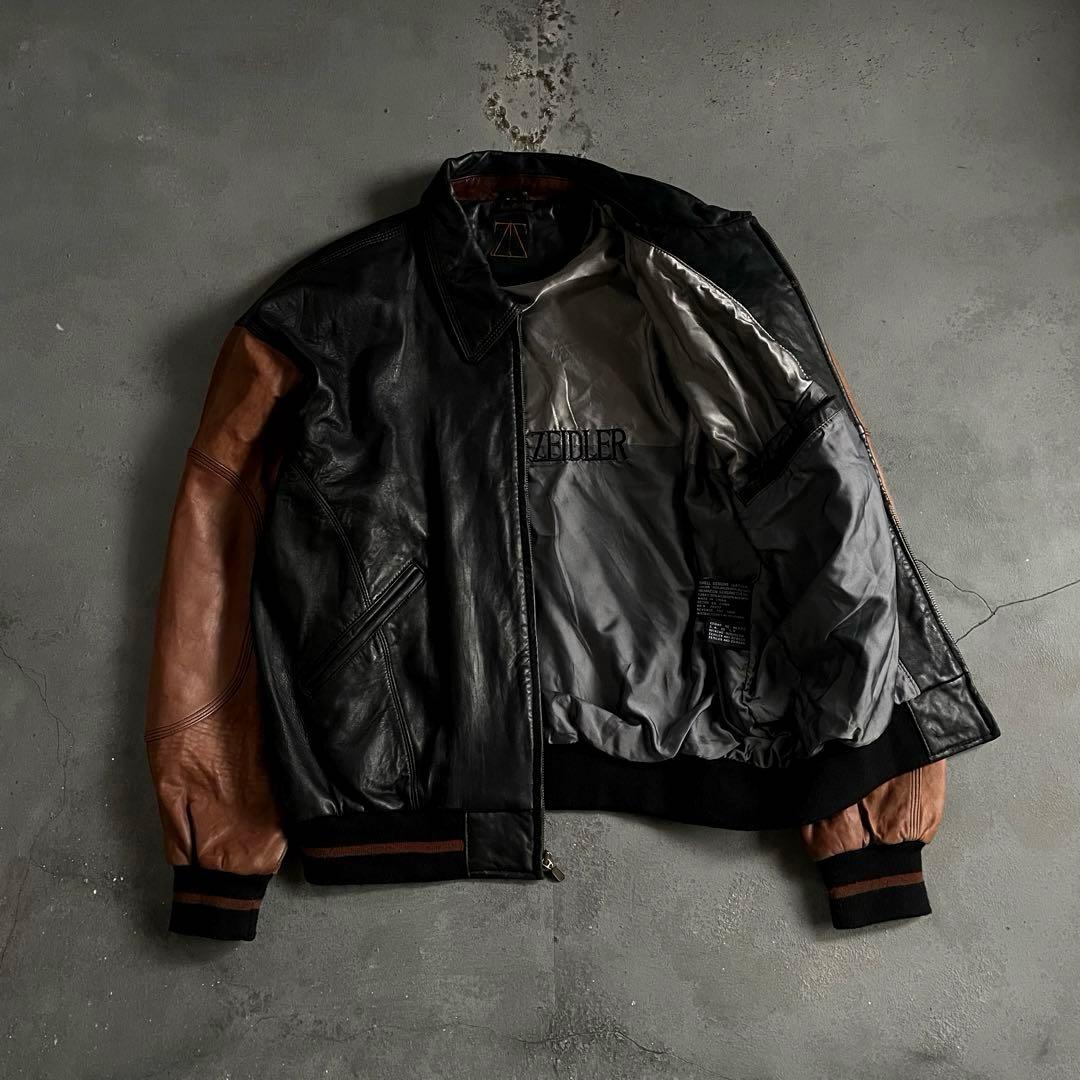 Black×Brown“Switching“羊革“bomber jacket