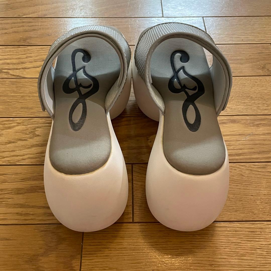 Grape 靴 WHITE PLATFORM SLIPPERS TELSTAR