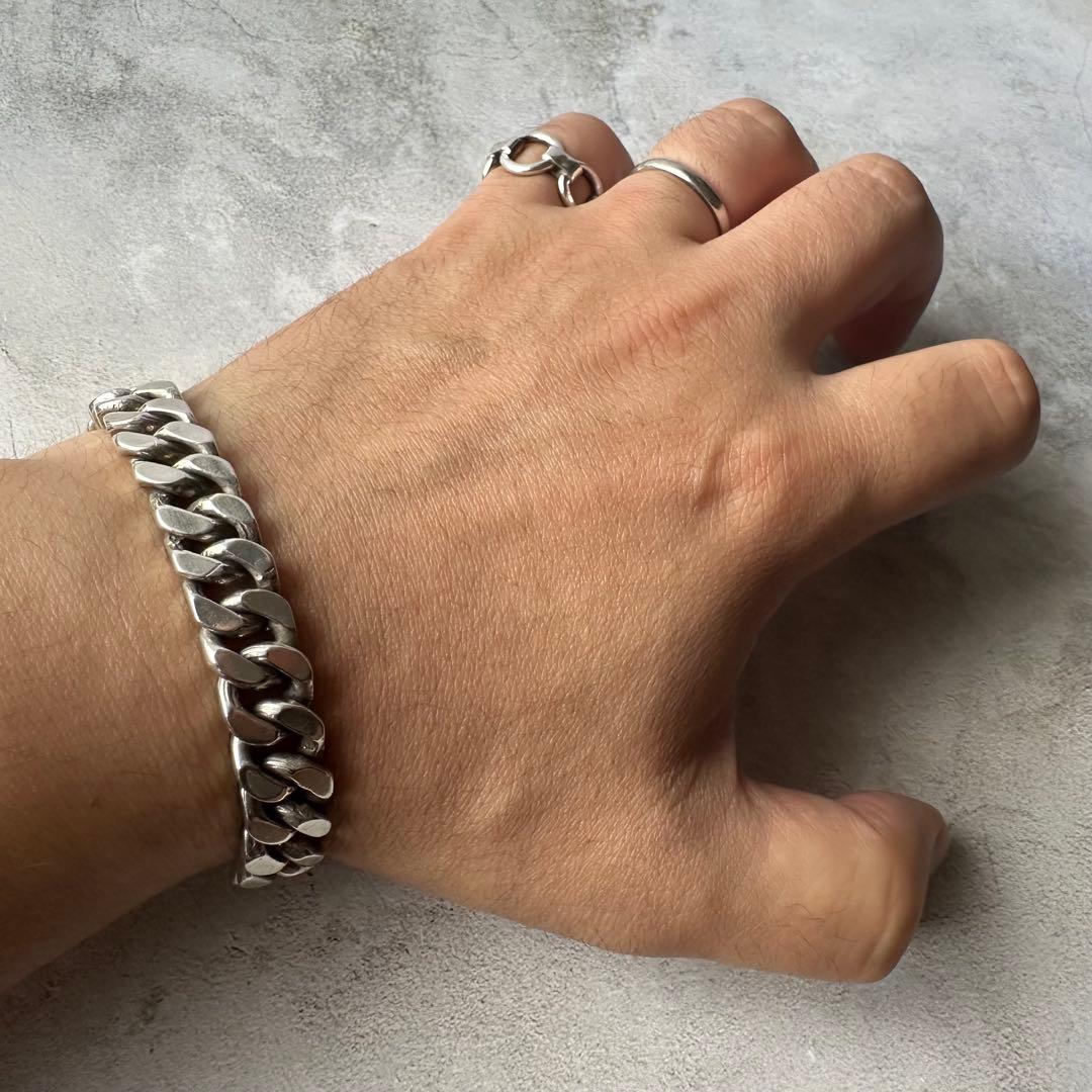 ヴィンテージ ヘビーカーブリンクブレスレット シルバー925 メキシコ製