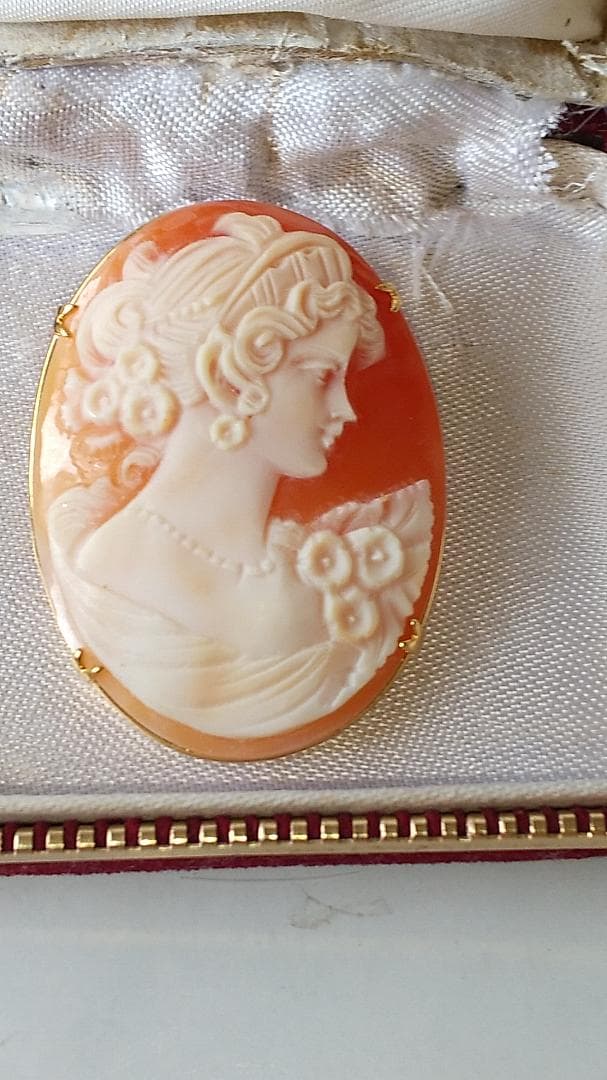 シェルカメオ CAMEO ブローチ 2WAY サイン入り ヴィンテージ 美品