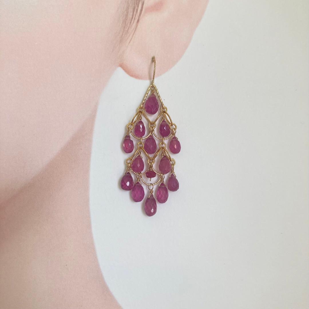 ルビーのシャンデリアピアス