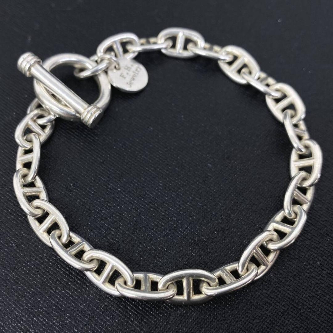 美品 F.H. シルバー 925 アンカー デザイン チェーン ブレスレット