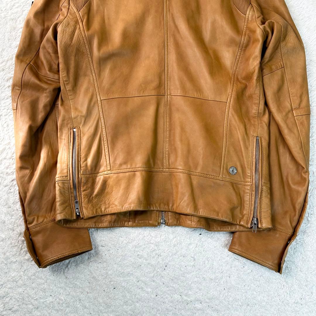 DIESEL レザージャケット 羊革 ミリタリー Sブラウン シープレザー