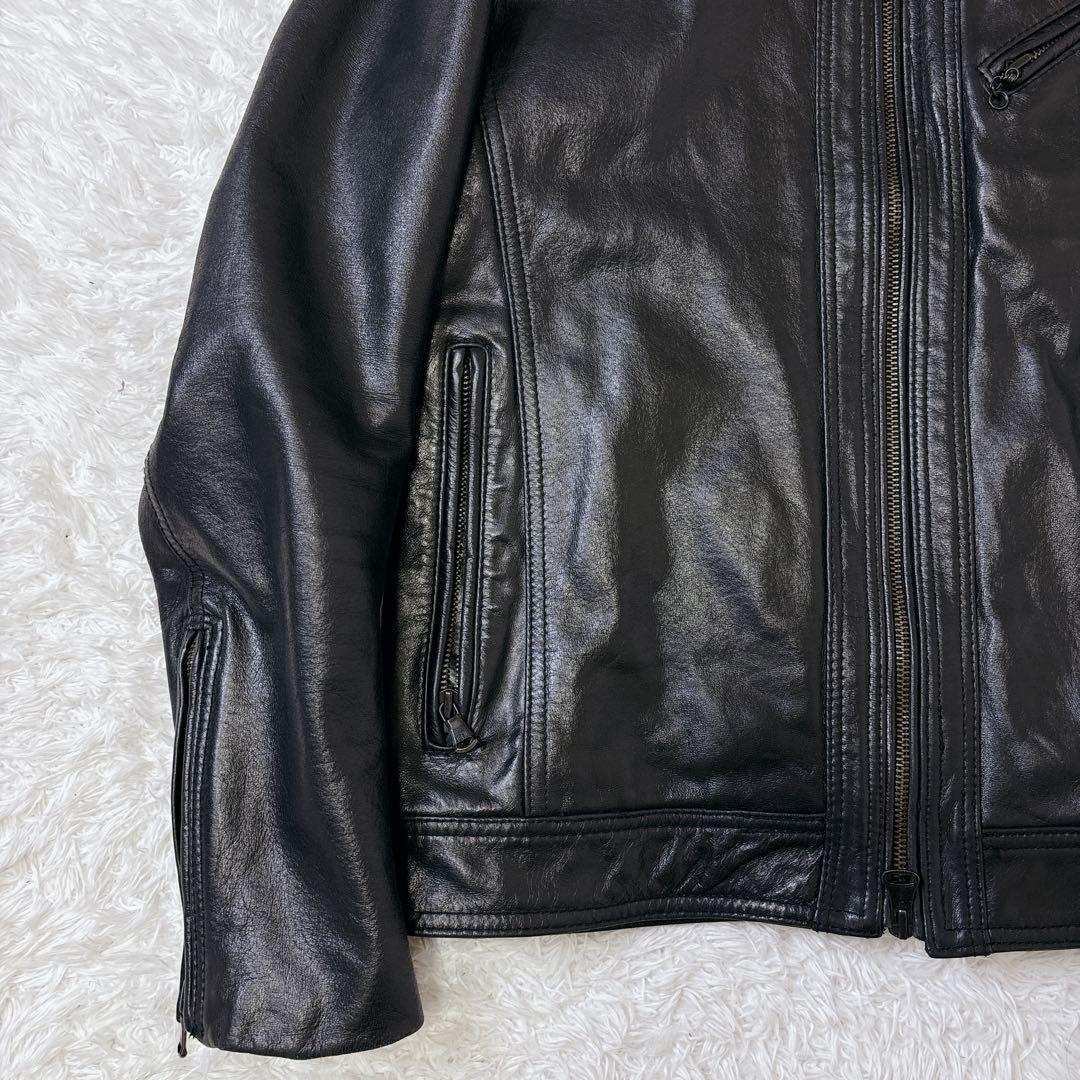 美品　キャサリンハムネット　シングルライダースジャケット　レザー　牛革　L