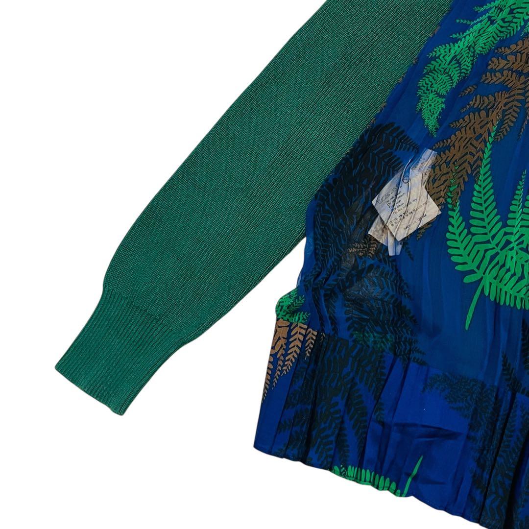 サカイ　バックプリーツ　ドッキング　ニット　セーター　プルオーバー　ボタニカル