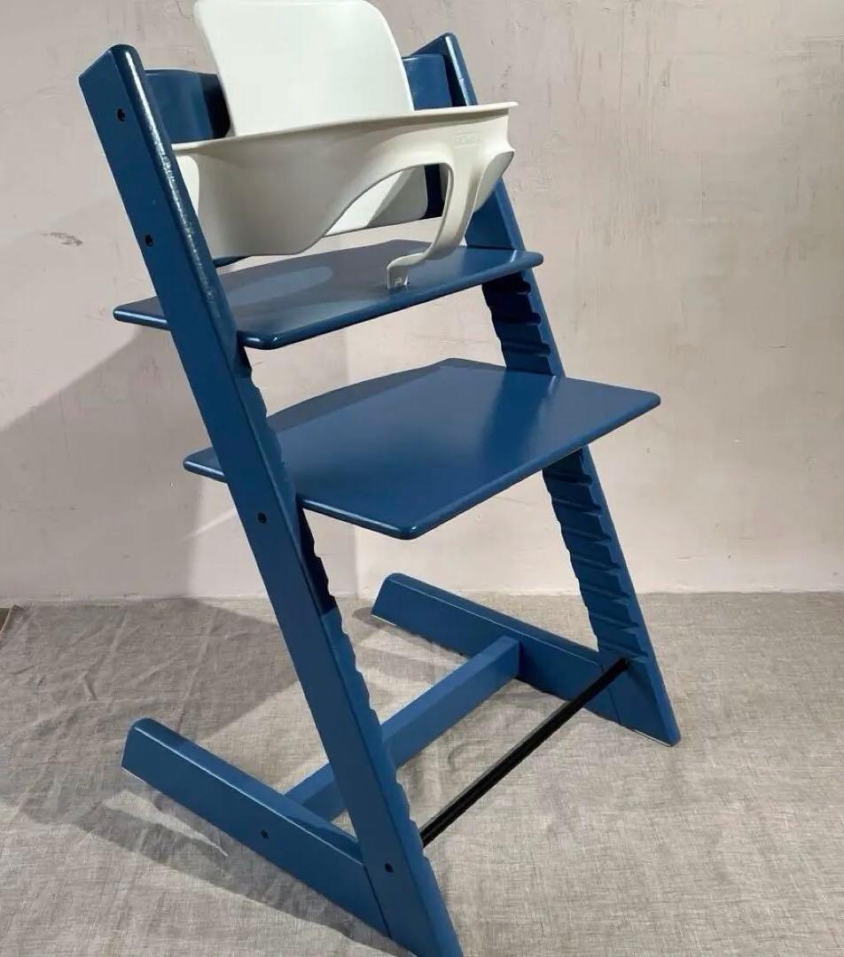 ストッケ　トリップ トラップ　ブルー　　+ベビーセット　+おまけクッション