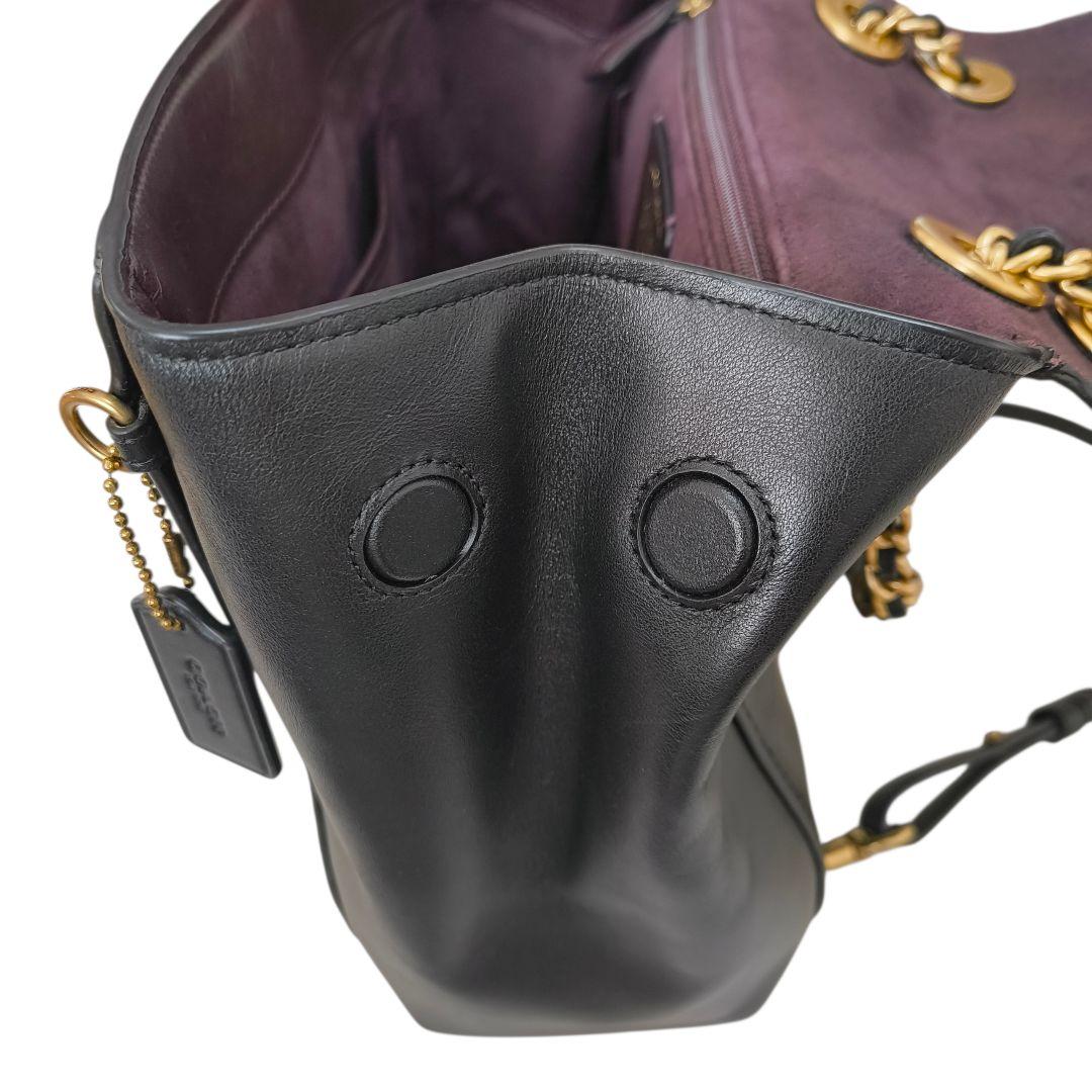 希少✨ コーチ リュック パーカー レザー ターンロック チェーン ブラック