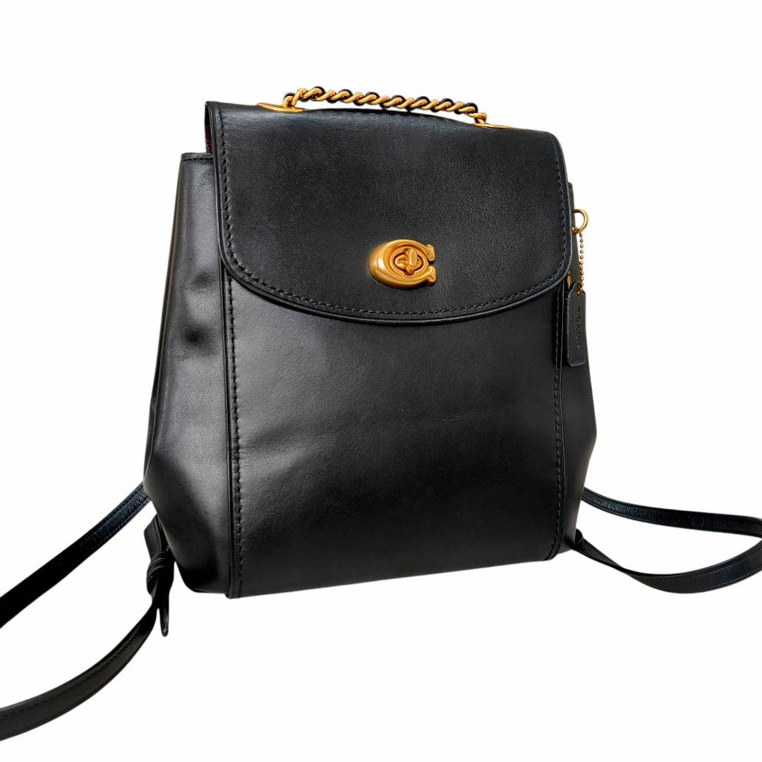 希少✨ コーチ リュック パーカー レザー ターンロック チェーン ブラック