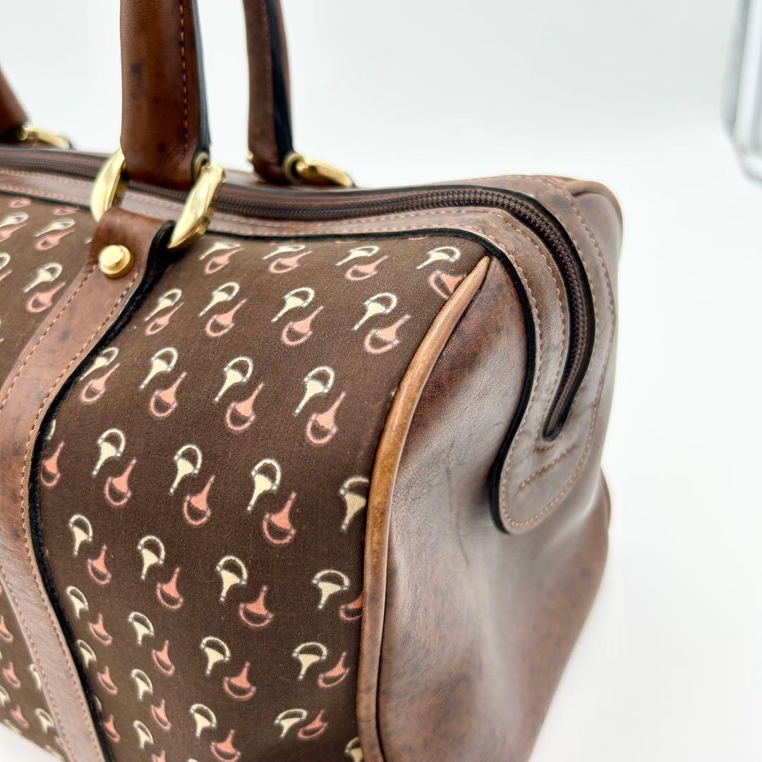 GUCCI オールドグッチ ミニ ボストンバッグ ホースビット柄 ブラウン