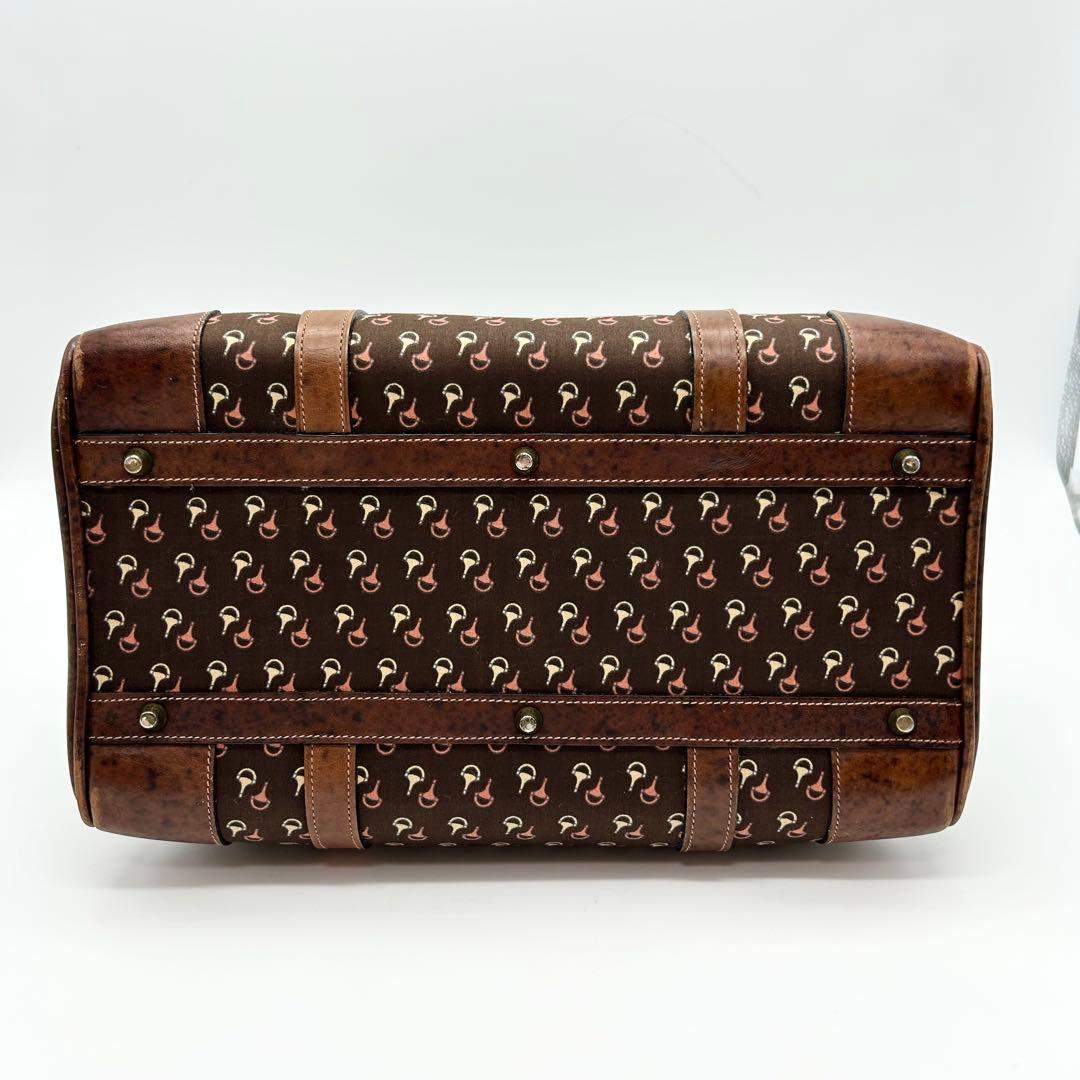 GUCCI オールドグッチ ミニ ボストンバッグ ホースビット柄 ブラウン