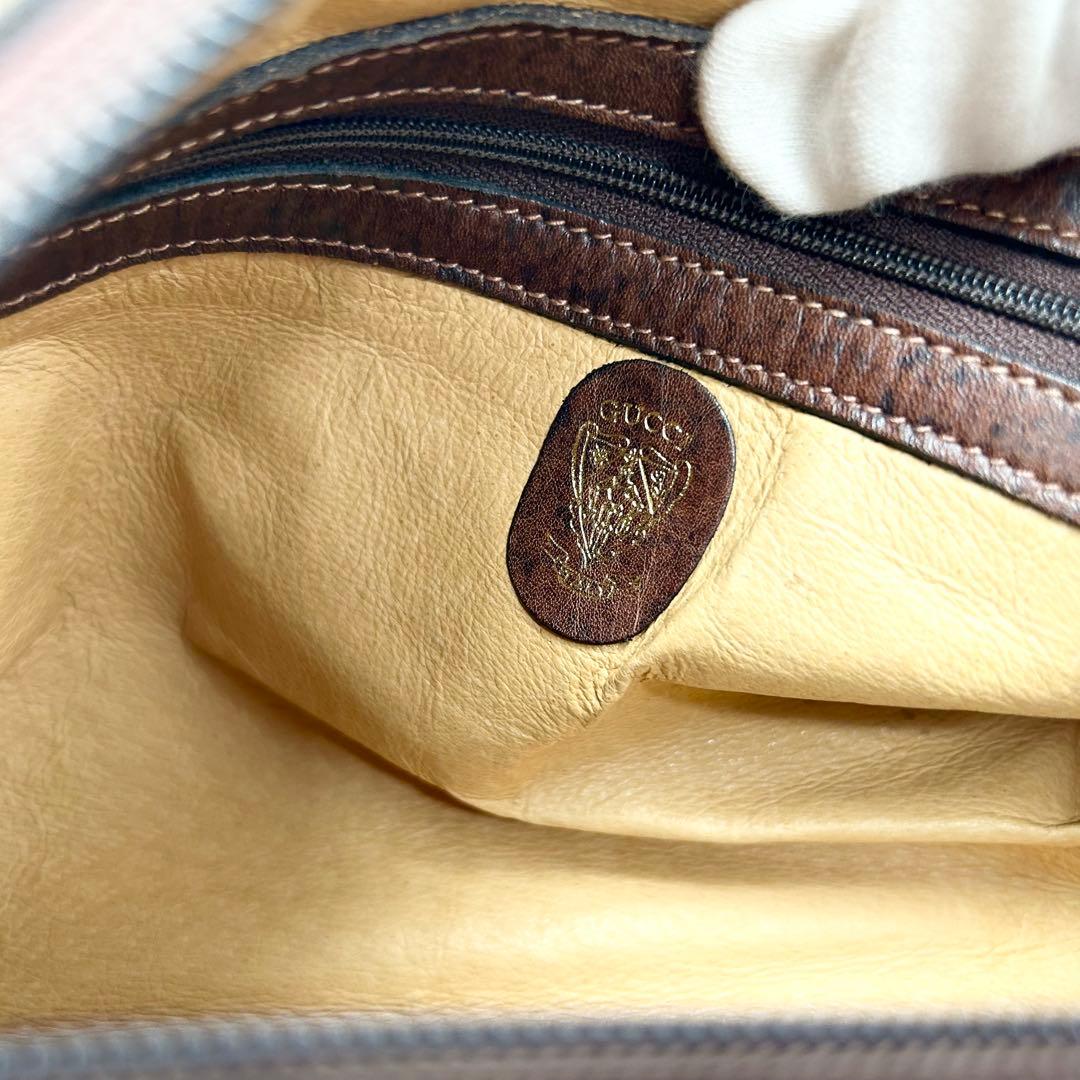 GUCCI オールドグッチ ミニ ボストンバッグ ホースビット柄 ブラウン