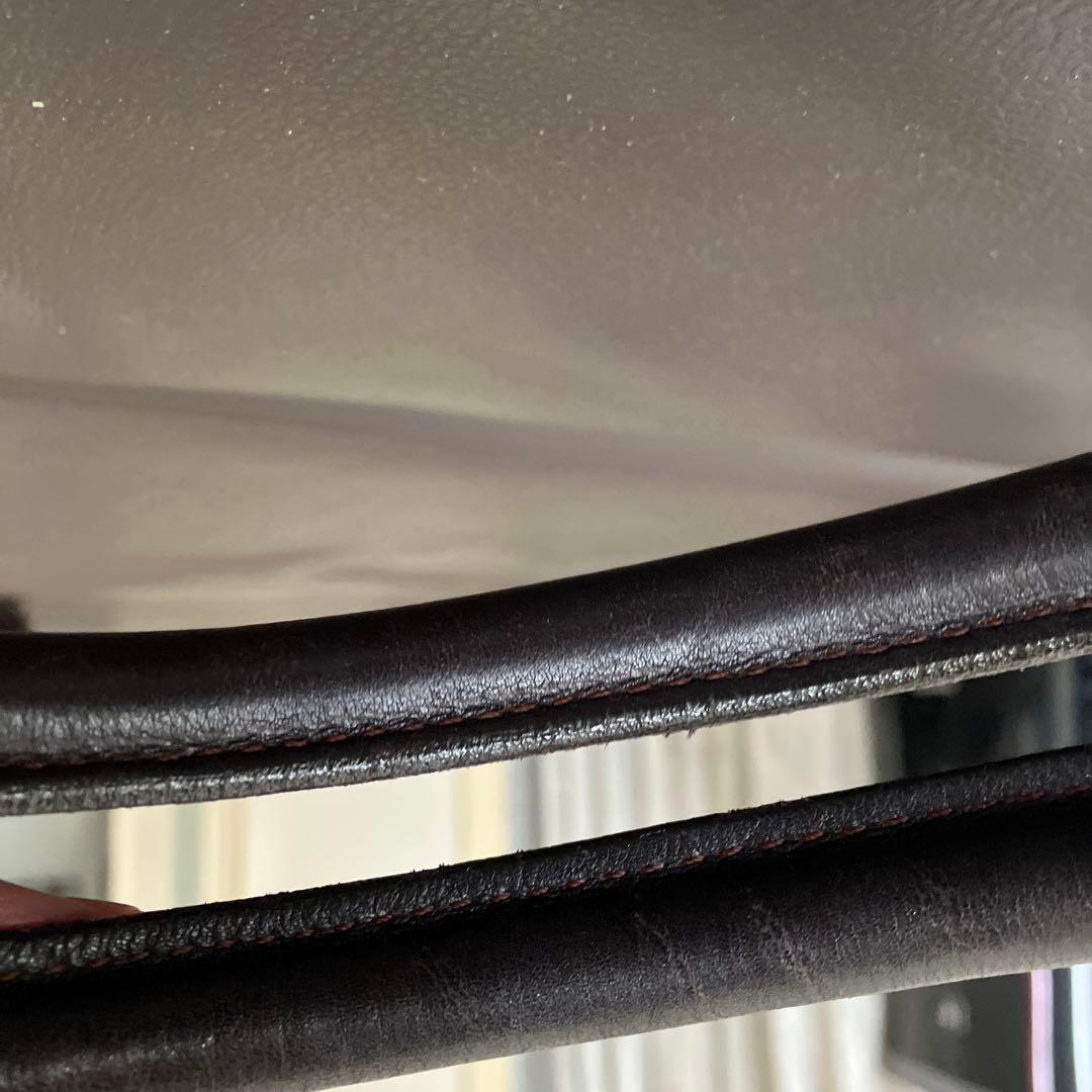 シャネルターンロックラムスキンボストンショルダービジネスバッグ大ブラウン