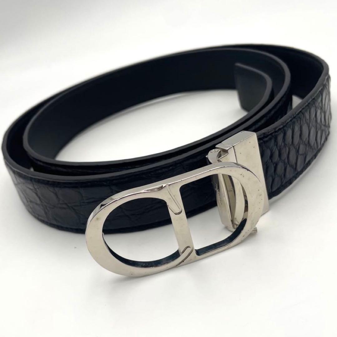 極美品✨ディオール　クロコ　CDロゴ　ブラック