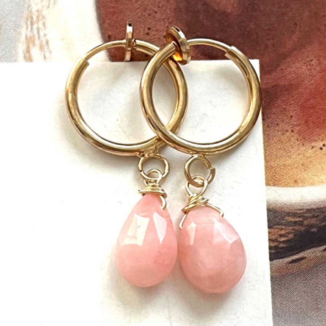 ちか☺︎ 3点作品☆ 宝石質マロン型ブラックラブラドライトピアス