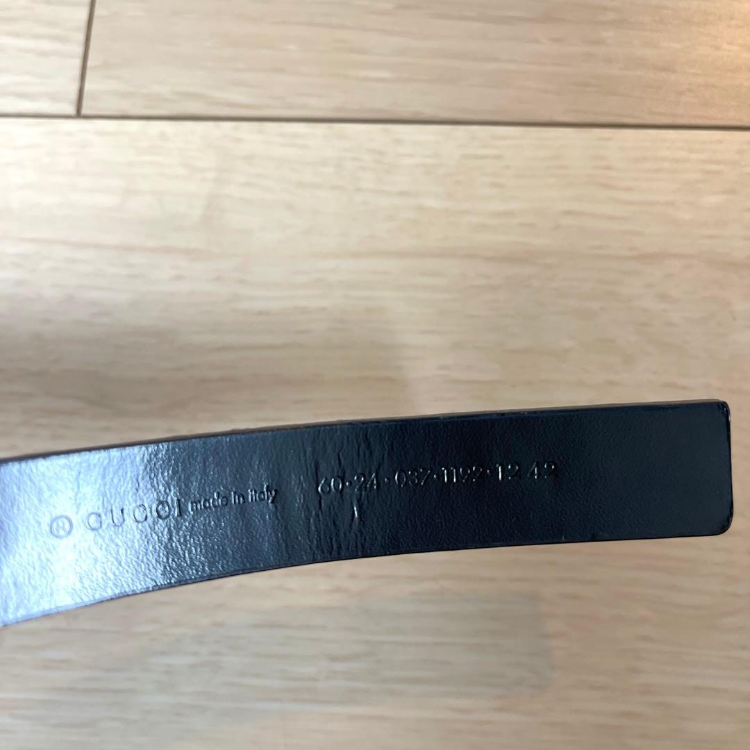 グッチ ベルト GGバックル シルバー 黒 エナメル