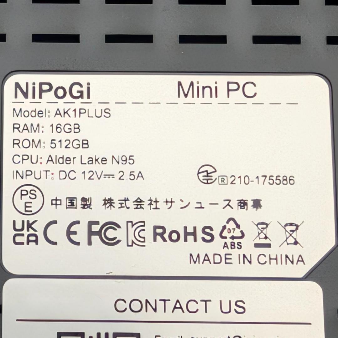 NiPoGi AK1PLUS N95＆SSD搭載ミニPC
