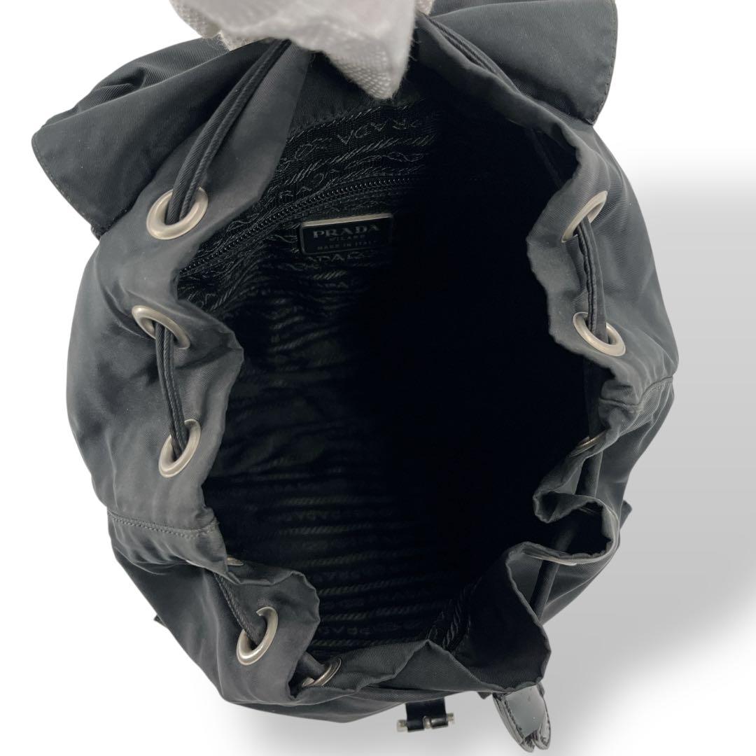 鑑定書付　プラダ　ミニリュック　巾着　三角ロゴ　バックパック　ブラック　ナイロン