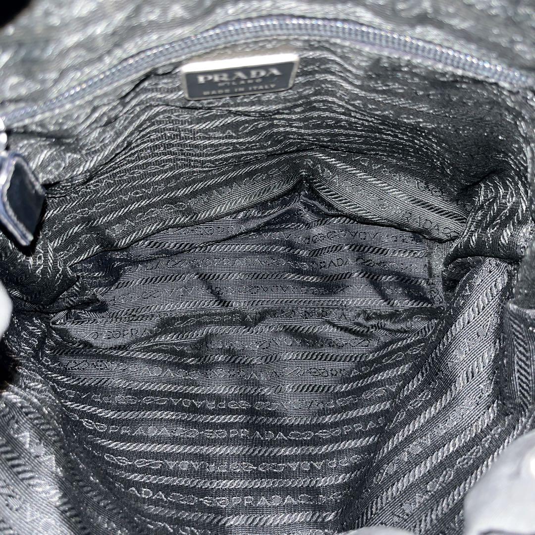 鑑定書付　プラダ　ミニリュック　巾着　三角ロゴ　バックパック　ブラック　ナイロン