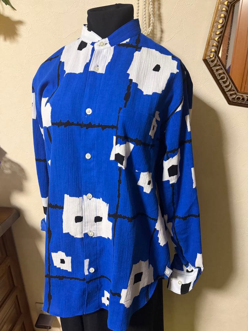 一回着　ソウソウ　Mサイズ　高島縮 20/20 スタンドカラーシャツ／天花