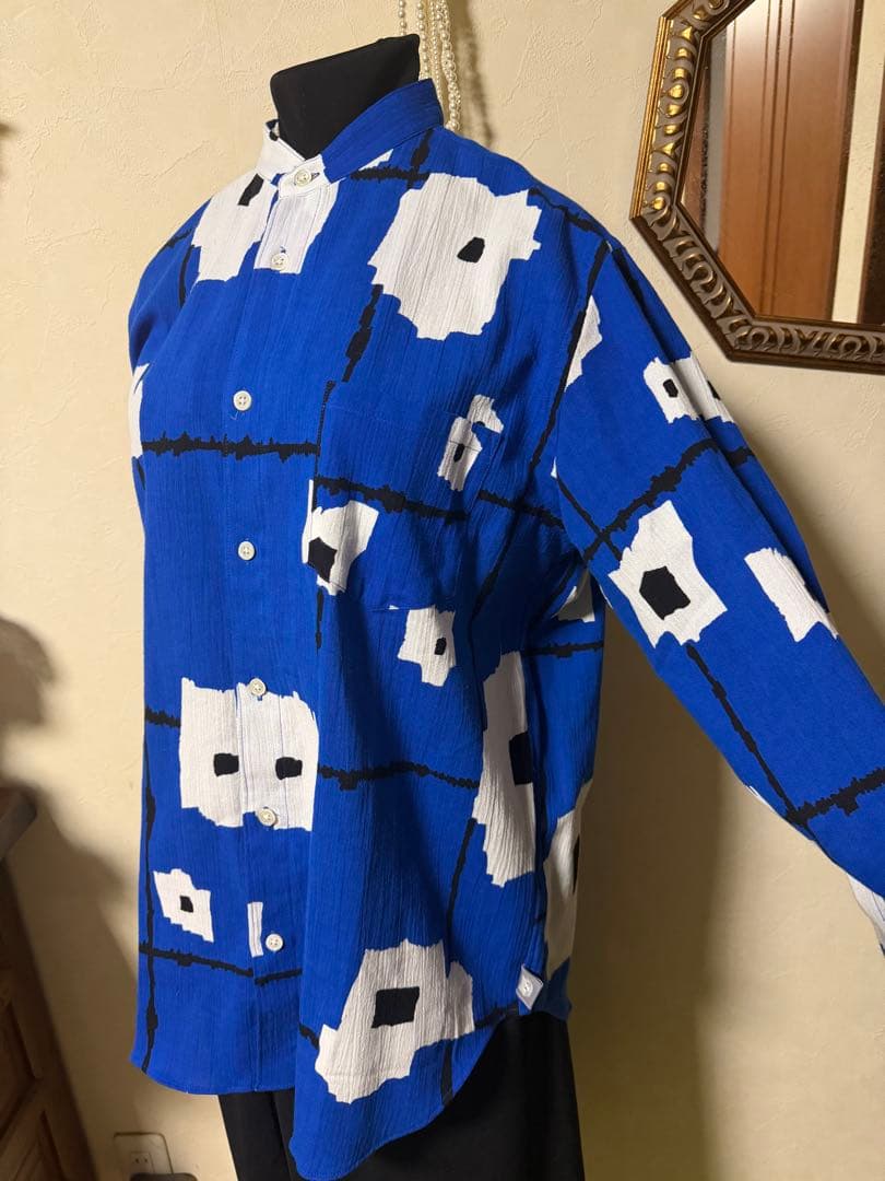 一回着　ソウソウ　Mサイズ　高島縮 20/20 スタンドカラーシャツ／天花