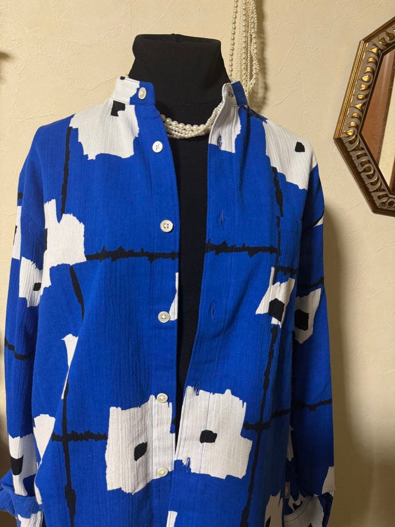 一回着　ソウソウ　Mサイズ　高島縮 20/20 スタンドカラーシャツ／天花