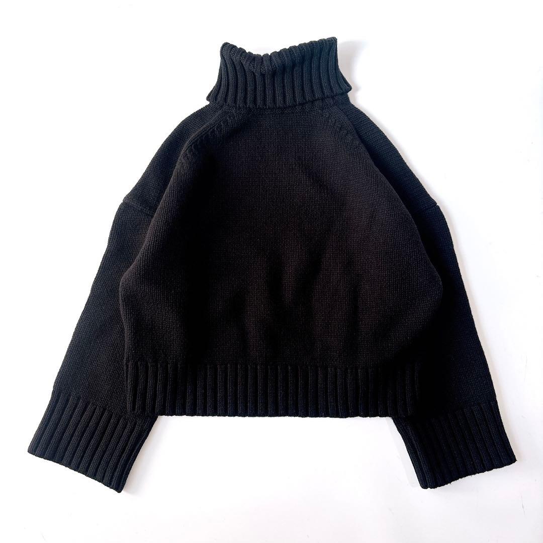 美品⁑スピックアンドスパン　ウール釦開きタートルネックニット　ブラック　黒　近年