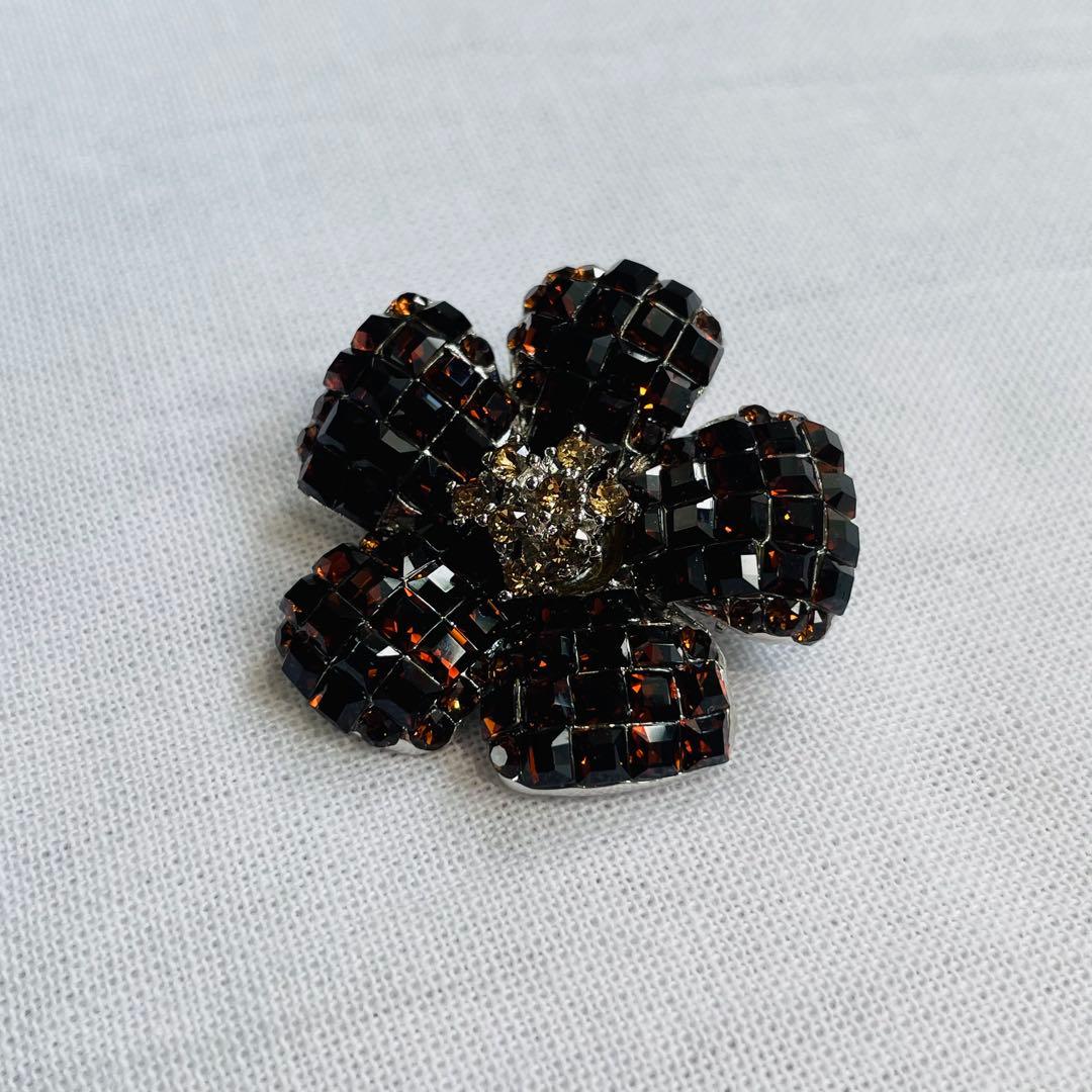 FOXEY お花　ブローチ FLEUR　ブラウン