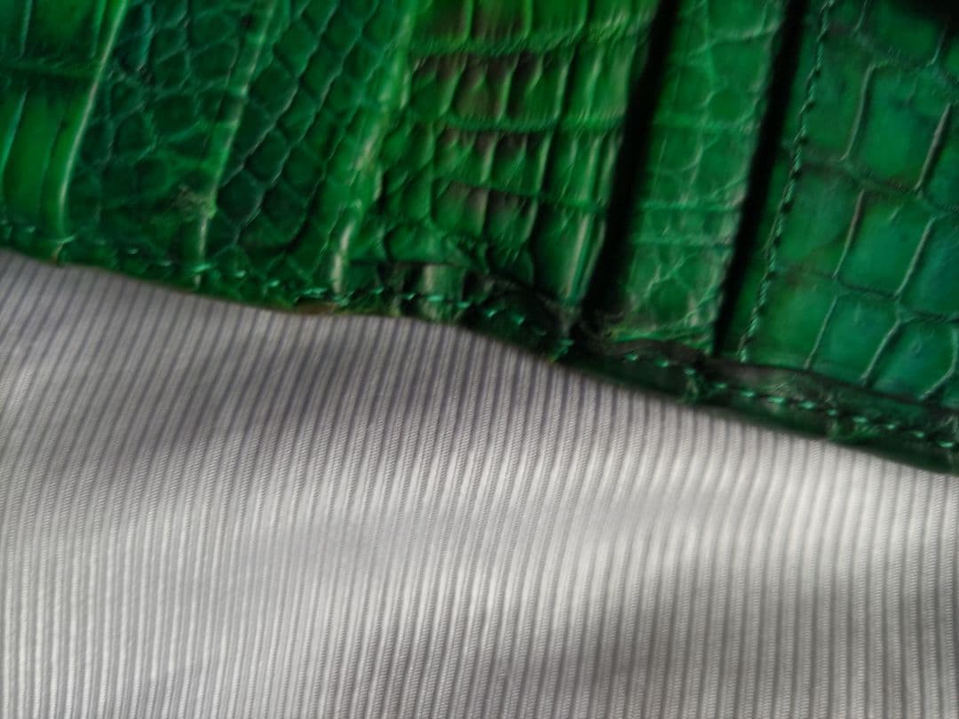 定価11.3万 全面ナイルクロコダイル 長財布 グリーン革芸人日本製