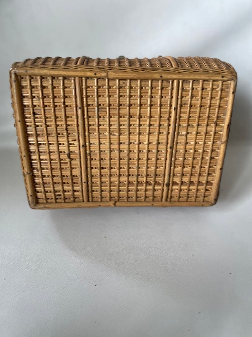 竹細工 竹編み細工 天然素材 手付き バスケット 籠 古民具 当時物 ピクニック