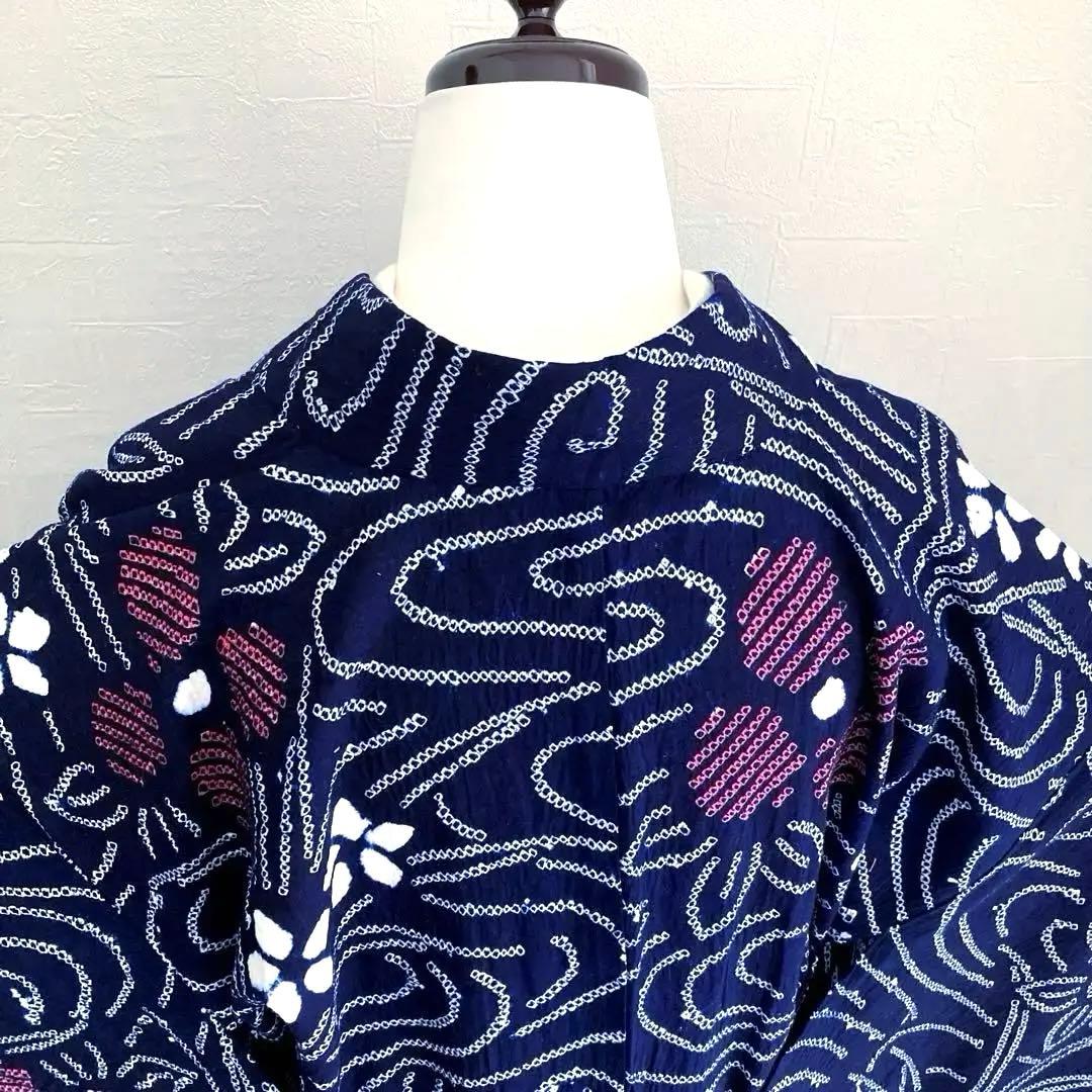 かなろうず　有松鳴海絞り浴衣　手縫い　上質　濃紺　絞り浴衣　No.6-68