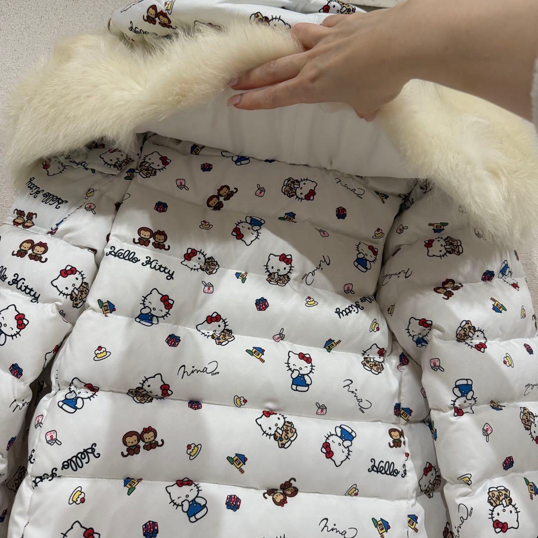 ココ様⭐︎Nina mew キティちゃん柄リアルファー付きダウンコート
