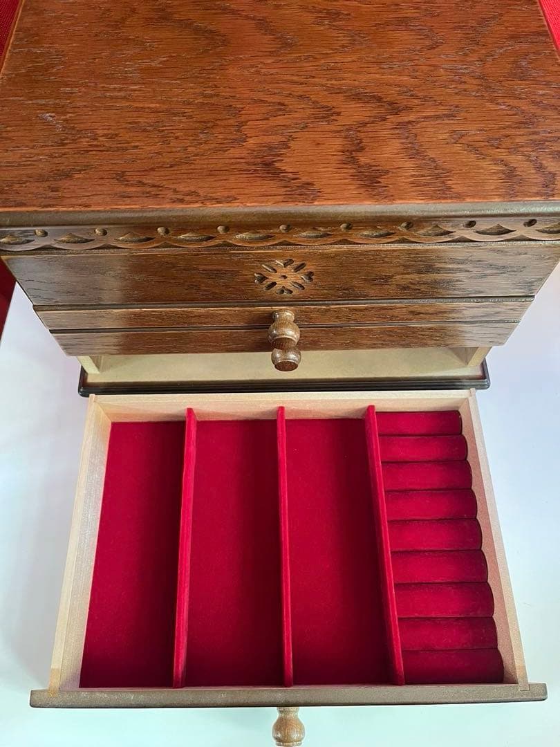 パリの雑貨屋　オーク材　ジュエリーボックス　4段　アクセサリーケース　モダン