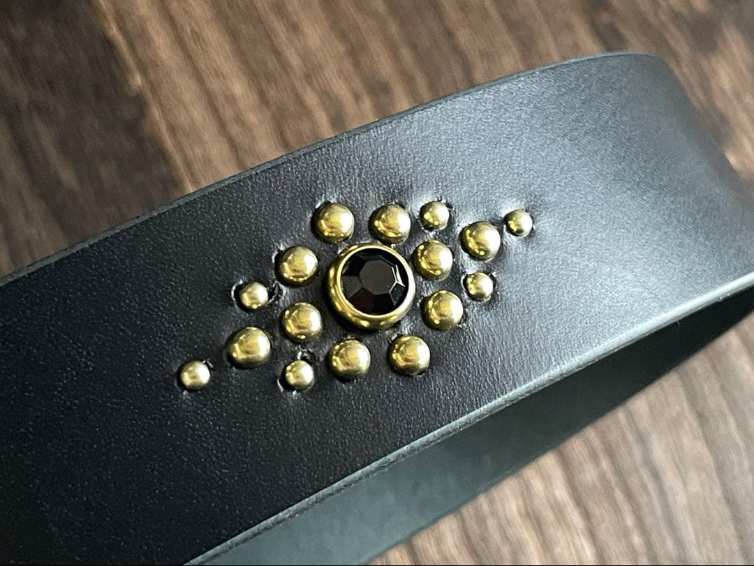 スタッズギャリソンベルト　牛ヌメ　真鍮　38mm HTC CALEE