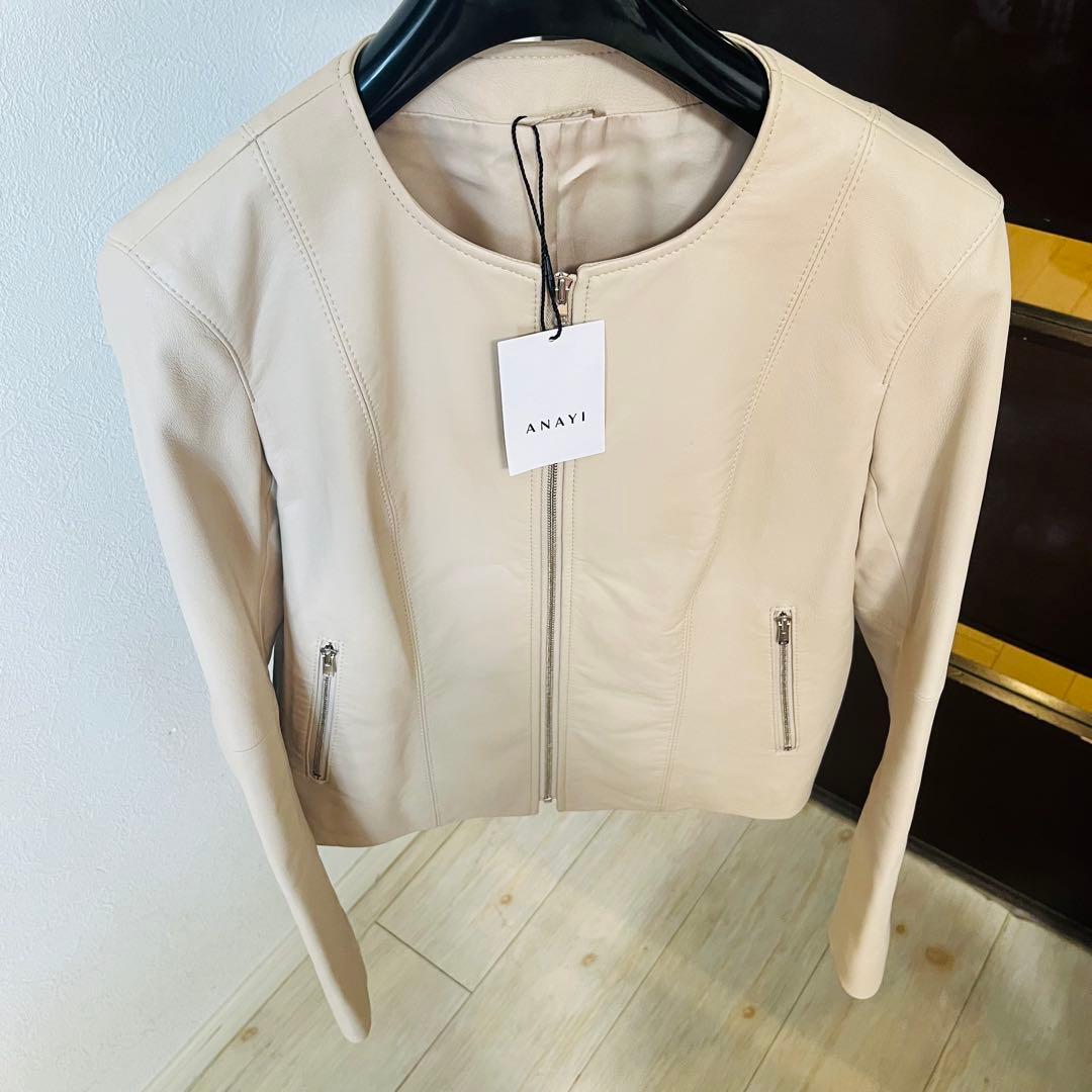 新品☆ ANAYI ラムレザーファスナージャケット/セオリー、23区、ロペ